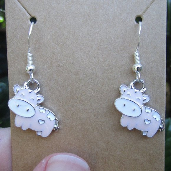 Pink Cow Earrings - Picture 1 of 2
